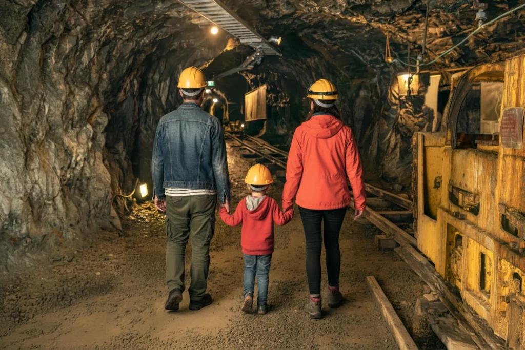 Lapsiperhe tunnelissa